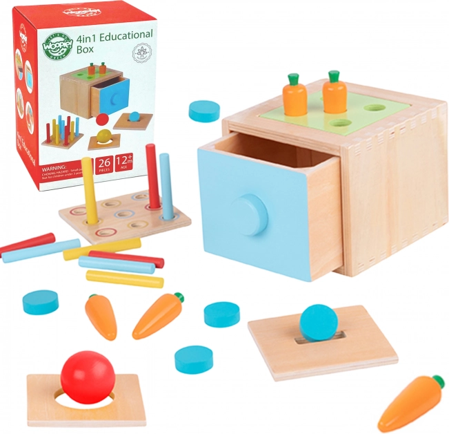 Woopie Green dřevěná edukační šuplíková třídicí hračka Montessori