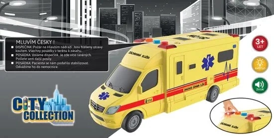 Sanitka na setrvačník se světelnými a zvukovými efekty