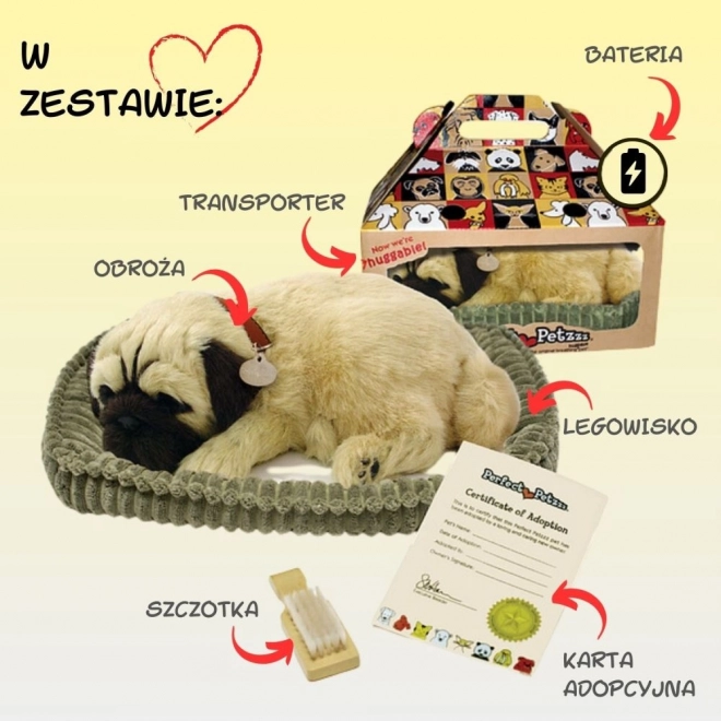 Dýchající štěně mops Perfect Petzzz