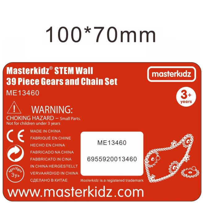 Masterkidz STEM Tabule s ozubenými koly a řetězem 39 dílů