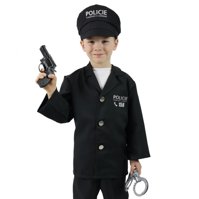 Dětský kostým policista s čepicí - český potisk – vel. S