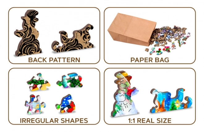 Wooden City Dřevěné puzzle Vánoční sněžítka 2v1, 200 dílků EKO