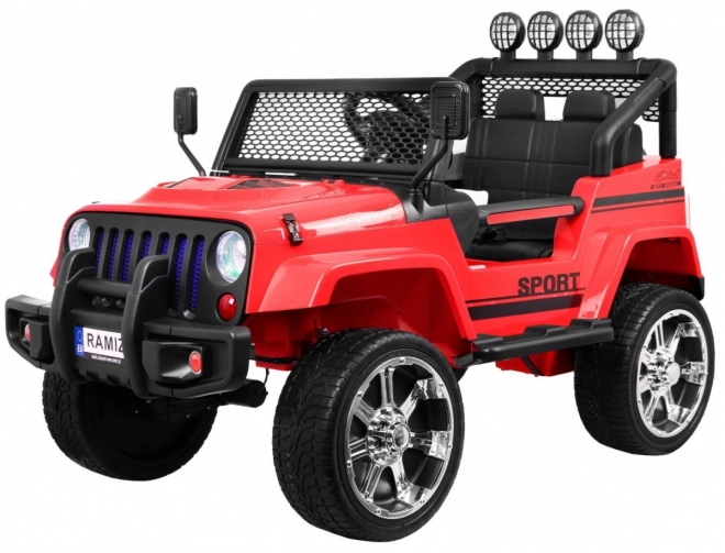 Červené dětské elektrické auto Raptor Drifter s pohonem 4x4
