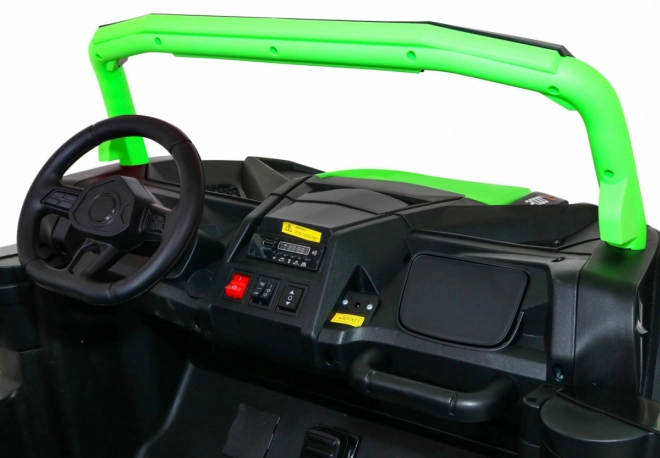 Silná závodní čtyřkolka buggy pro 2 děti Zelená + Střídavý motor + Nafukovací kola + LED audio