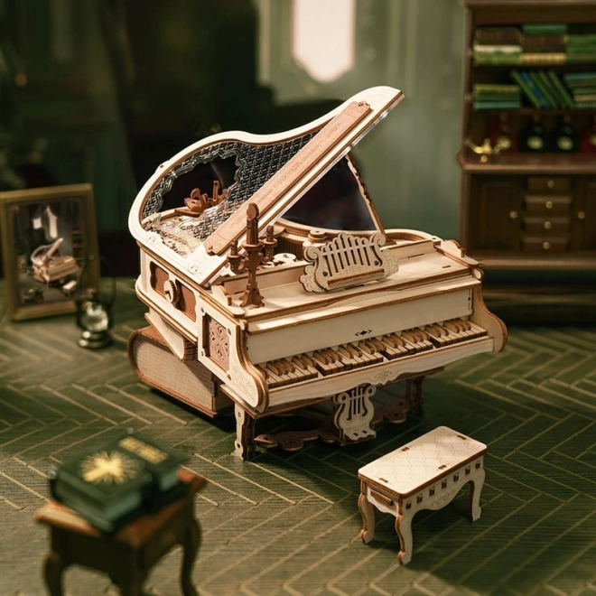 RoboTime 3D Dřevěné mechanické puzzle Kouzelné piáno (elektrický pohon)
