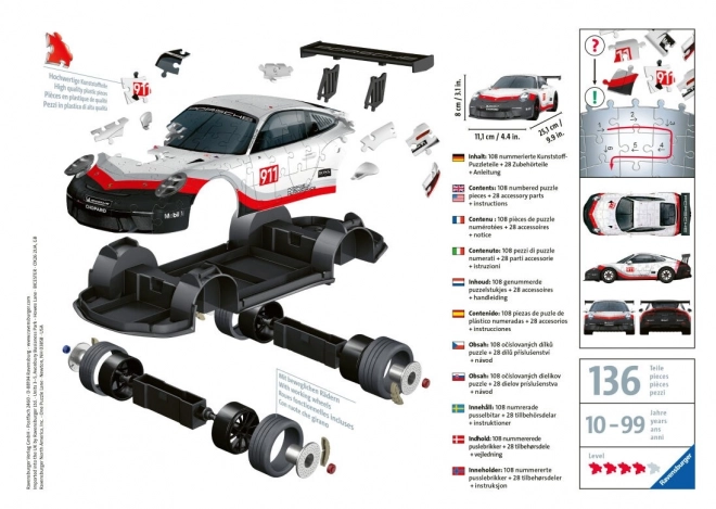 RAVENSBURGER 3D puzzle Porsche 911 GT3 Cup 152 dílků