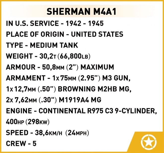 COBI 3044 COH Sherman M4A1, 1:35, 615 k, 1 f