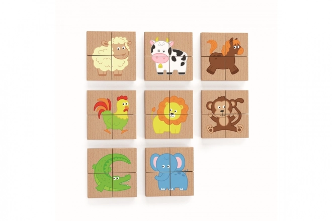 Dřevěné magnetické puzzle - zvířátka