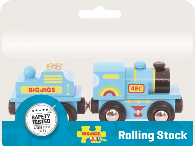 Modrá lokomotiva s tendrem a 2 kolejnicemi od Bigjigs Rail