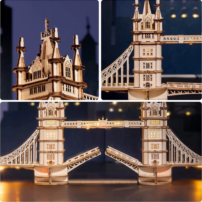 RoboTime dřevěné 3D puzzle most Tower Bridge svítící