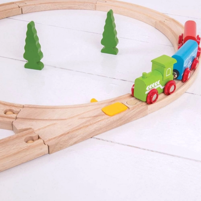 Dřevěná Přehazovací Výhybka pro Vláčkodráhy Bigjigs Rail 2 Ks