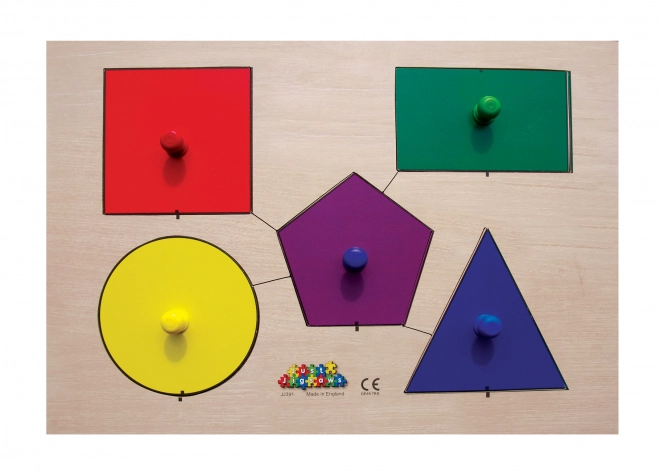 Just Jigsaws Dřevěné deskové puzzle Tvary a paměť 6 dílů a 4 předlohy