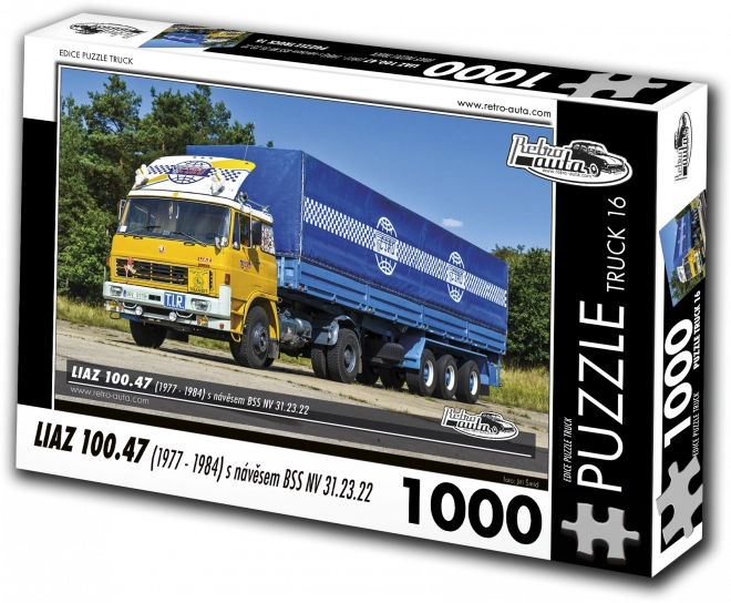 RETRO-AUTA Puzzle TRUCK č.16 Liaz 100.47 s návěsem BSS NV 31.23.22 (1977-1984) 1000 dílků