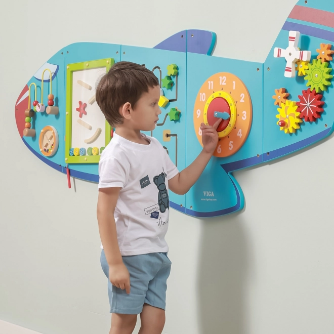 Dřevěná nástěnná senzorická tabule Letadlo VIGA Montessori