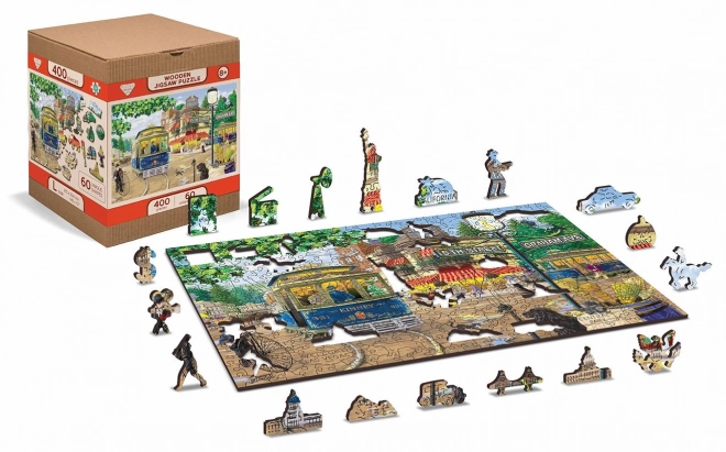 Dřevěné puzzle viktoriánská ulice 2v1