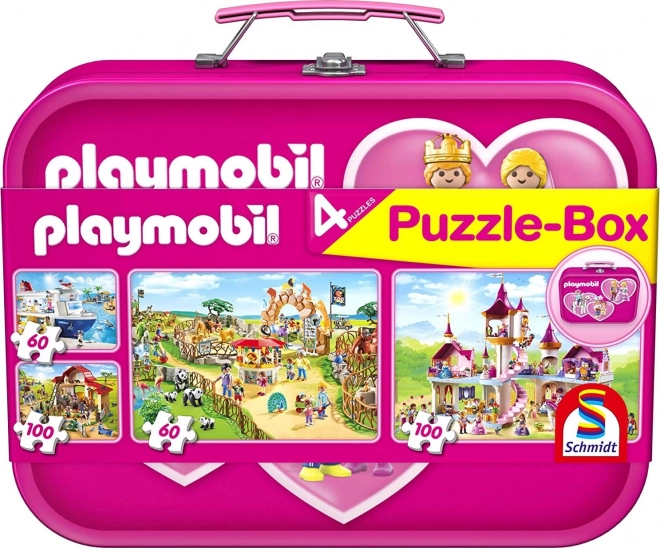 Puzzle Schmidt Playmobil 4v1 v kovovém kufříku