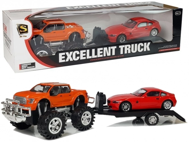 Sada vozidel Oranžový Monster Truck Červený BMW Caravan 58 cm
