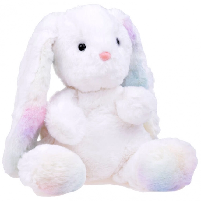 Plyšový bílý duhový maskot králík Plyšák 24 cm ZA4401