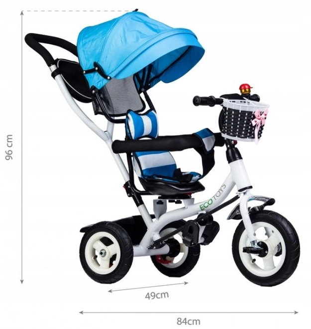 Tricykl s otočnou stříškou a odolnými gumovými koly ECOTOYS