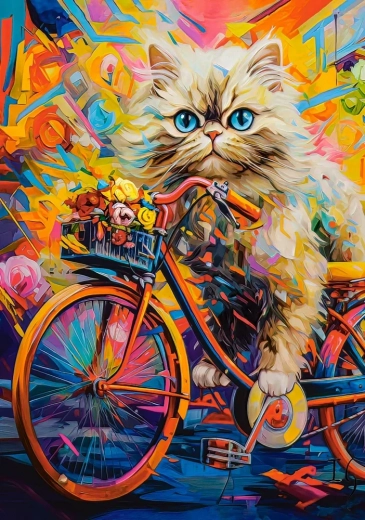 Castorland puzzle kočka na kole 180 dílků