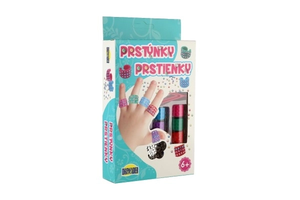 Prstýnky kreativní sada plast v krabičce 12x21x3,5cm 12ks v boxu