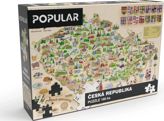 Populární puzzle mapa České republiky 160 dílků