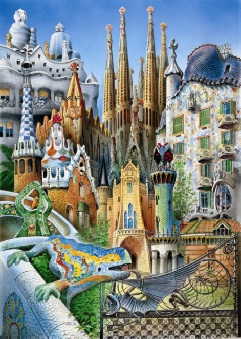 Educa miniaturní puzzle koláž z díla Antoni Gaudí
