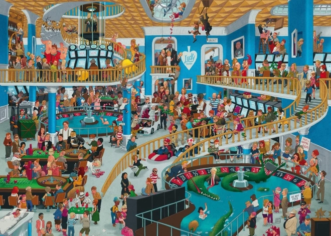 Puzzle 1000 dílků Crazy Chaos in the Casino, Oesterle (Puzzle+Poster)