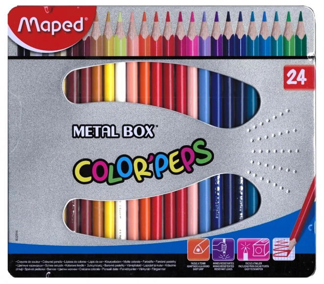 MAPED Pastelky trojhranné Color'Peps 24ks v plechové krabičce