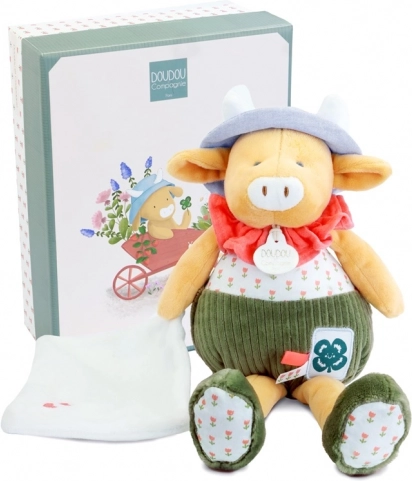 Doudou dárková sada kravička Aneth s dekou zelená 28 cm