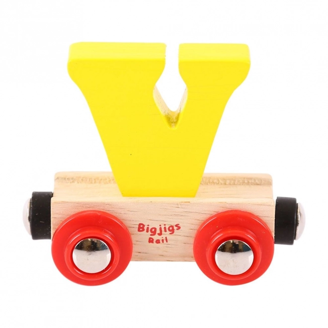 Bigjigs Rail Vagónek dřevěné vláčkodráhy - Písmeno V