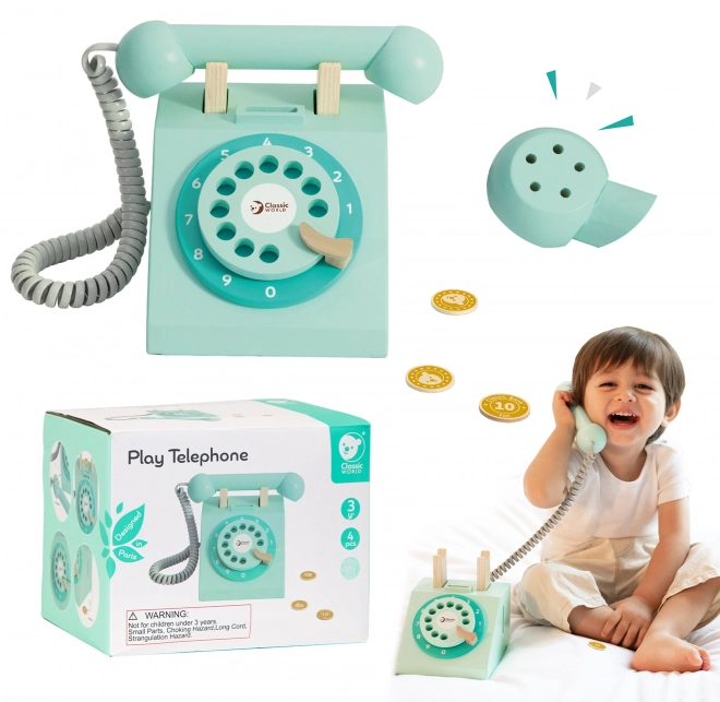 Klasický dřevěný telefon pro děti