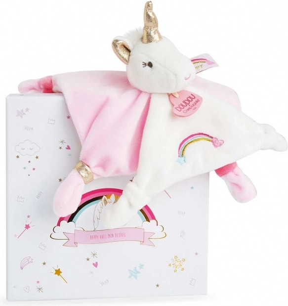 Doudou růžový plyšový muchláček Jednorožec
