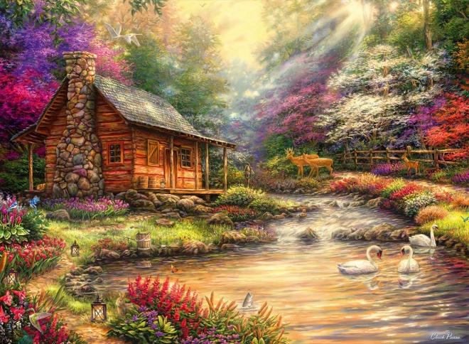 Grafika puzzle Útočiště na břehu potoka 4000 dílků