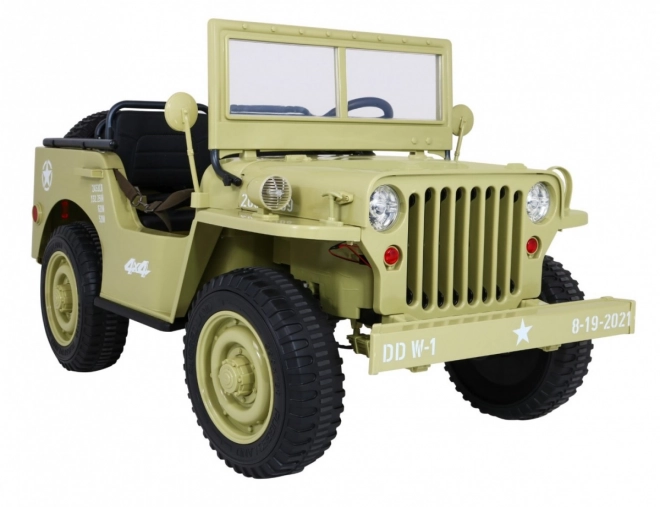 Retro vojenské auto pro děti s 4x4 pohonem, místem pro 3 a EVA kola