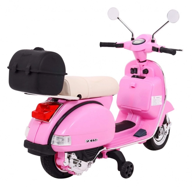 Elektrický dětský skútr Vespa růžový s podpůrnými kolečky