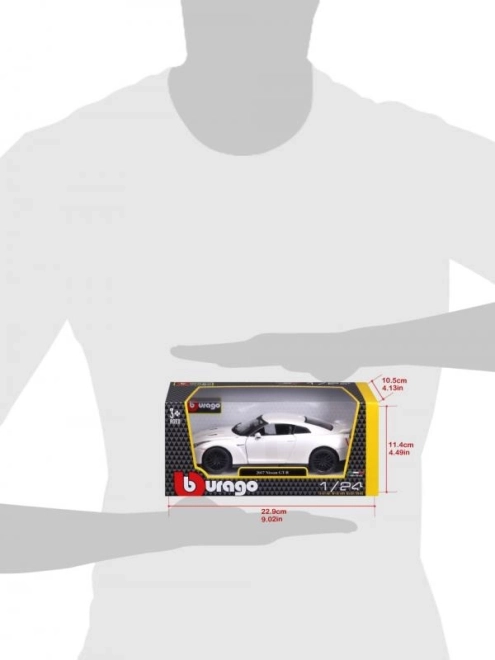 Nissan GT-R Bburago 1:24 metallic bílá – Bílý