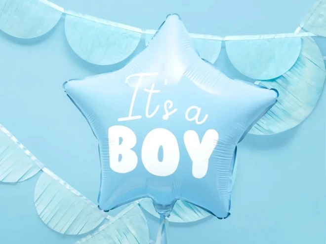 Foliový balónek hvězda "It's a boy" modrá 48 cm