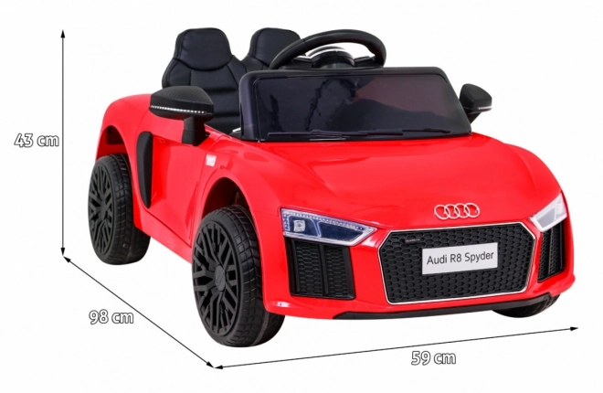 Audi R8 na baterie pro děti Červená + Dálkové ovládání + EVA + Pomalý start + MP3 LED