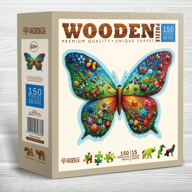 Dřevěné puzzle Barevný motýl 150 dílků