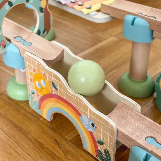Dřevěná kuličková dráha s Xylofonem Tooky Toy 44 ks