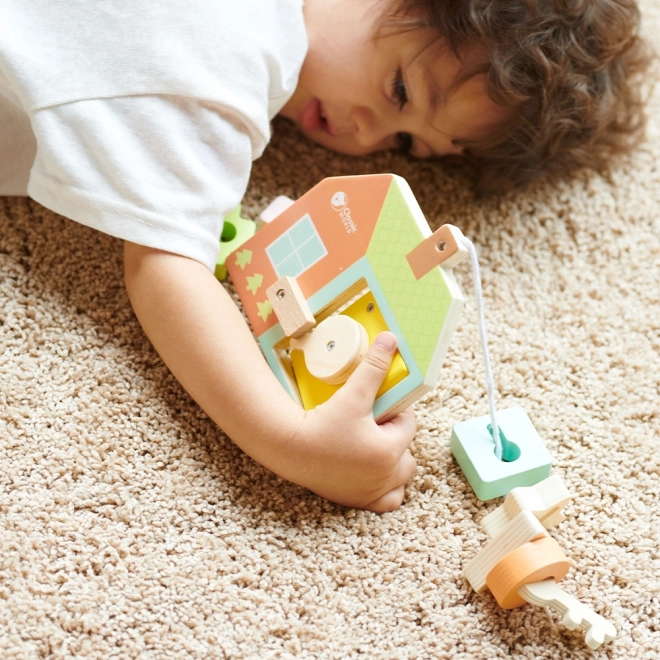 Classic World Montessori dřevěné navlékání klíče a dveře 11 ks