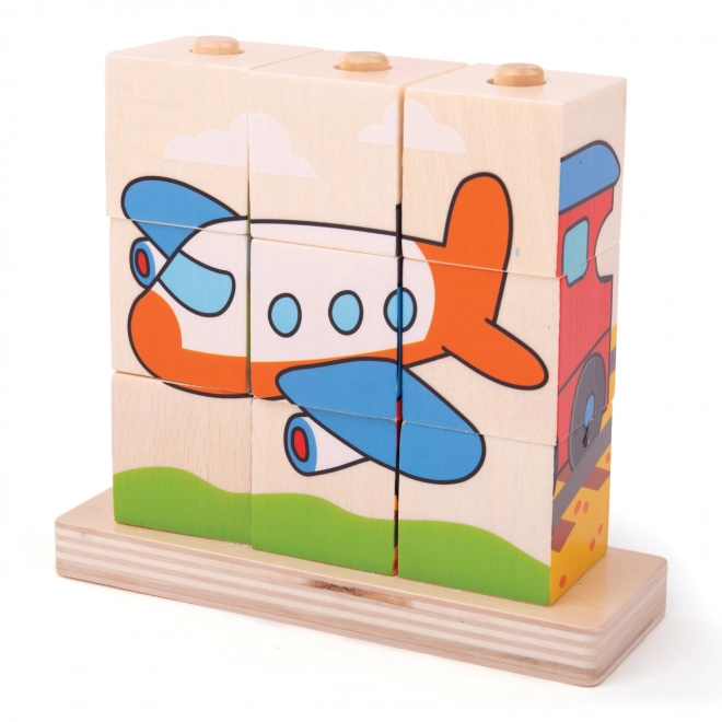 Dřevěný puzzle Bigjigs Baby Dopravní prostředky
