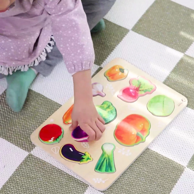 Dřevěná montessori skládanka se zeleninou