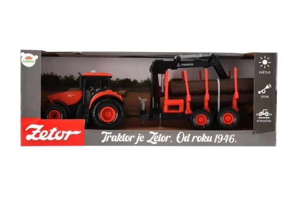 Traktor Zetor s vlekem a nakládacím ramenem