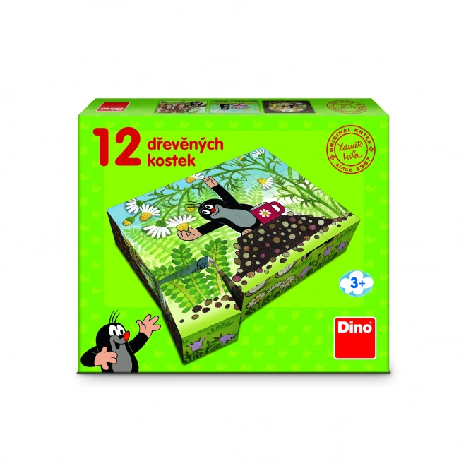 Kostky kubus Krtek a přátelé dřevo 12ks v krabičce 21x18x4cm