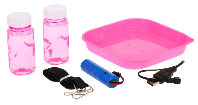 Mýdlová bublina Baby Gun s ventilátorem + bublinková tekutina – Růžová
