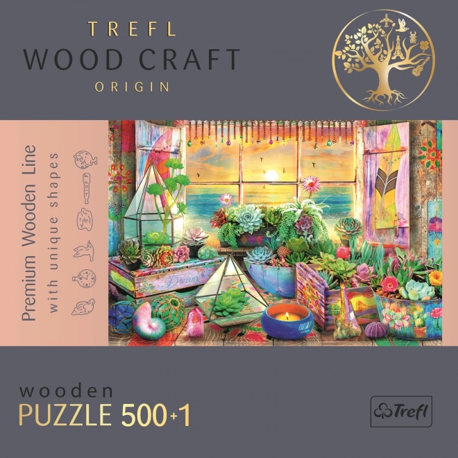 Skládací puzzle TREFL Wood Craft Origin Plážový domek 501 dílků