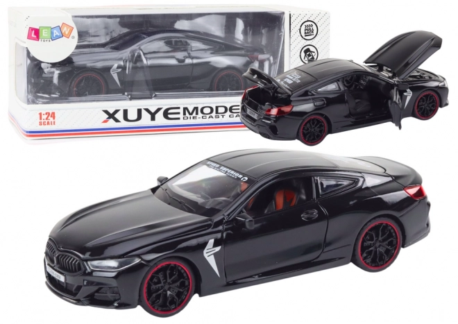 Kovové sportovní auto s třecím pohonem a otevíracími prvky 1:24 černé