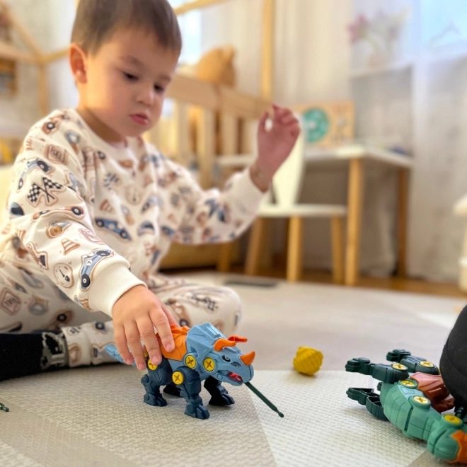 Woopie sada dinosauři ke šroubování 3 ks stavební sada s kufříkem a vrtačka s šroubovákem